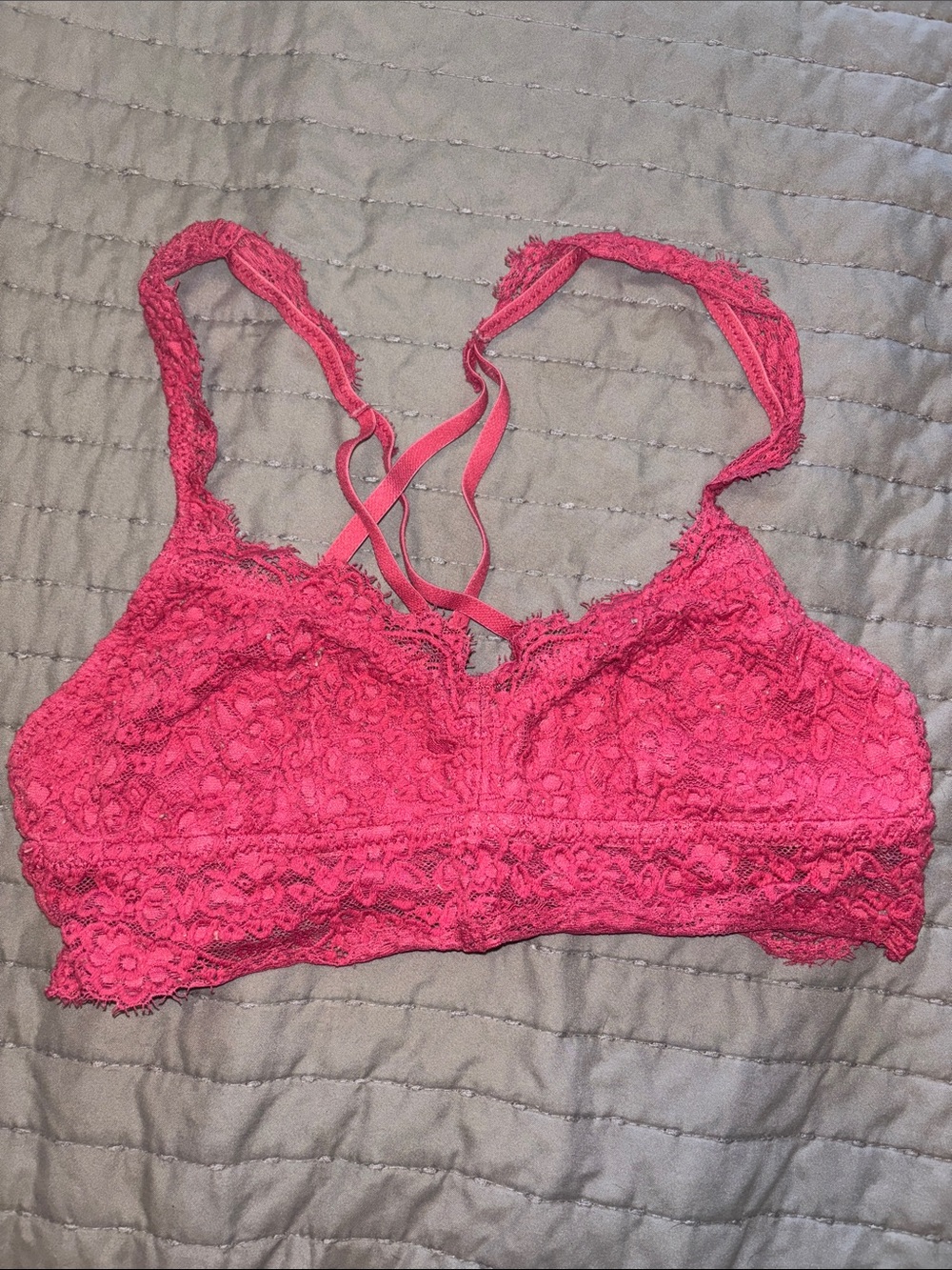 aerie Pink Lace Crisscross Bralette